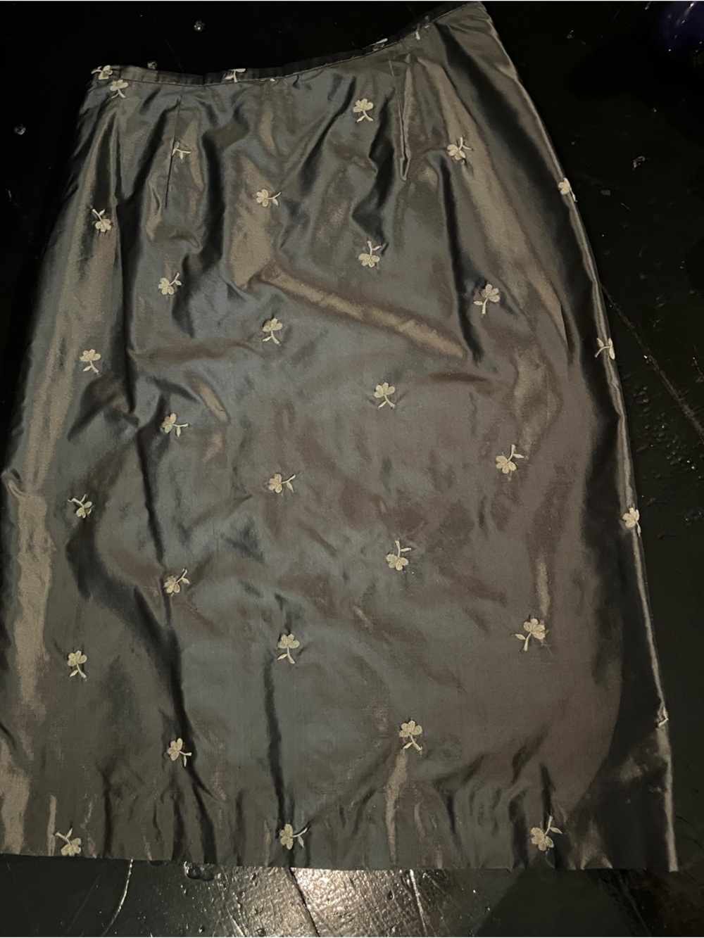 Banana Republic Black Pencil Skirt with Cream Floral Motif